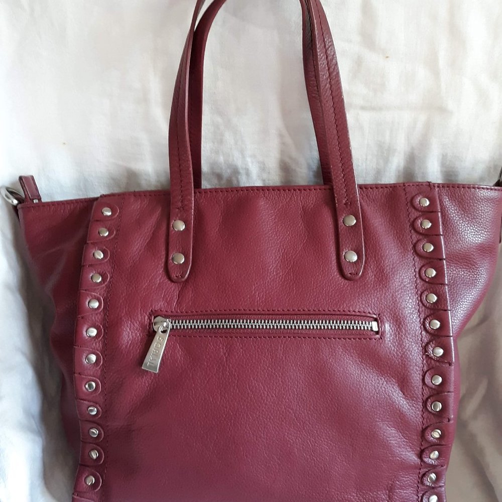 SORIAL pebbled Leather bucket hand bag RED